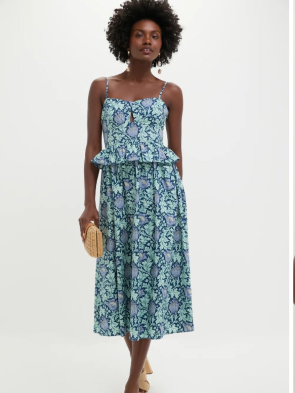 HYACINTH HOUSE Blue Leafy Floral Maeve Midi Dress Size XXL NWOT